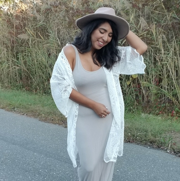 CON CALMA WHITE EMBROIDERED KIMONO CARDIGAN - Picture 2 of 10